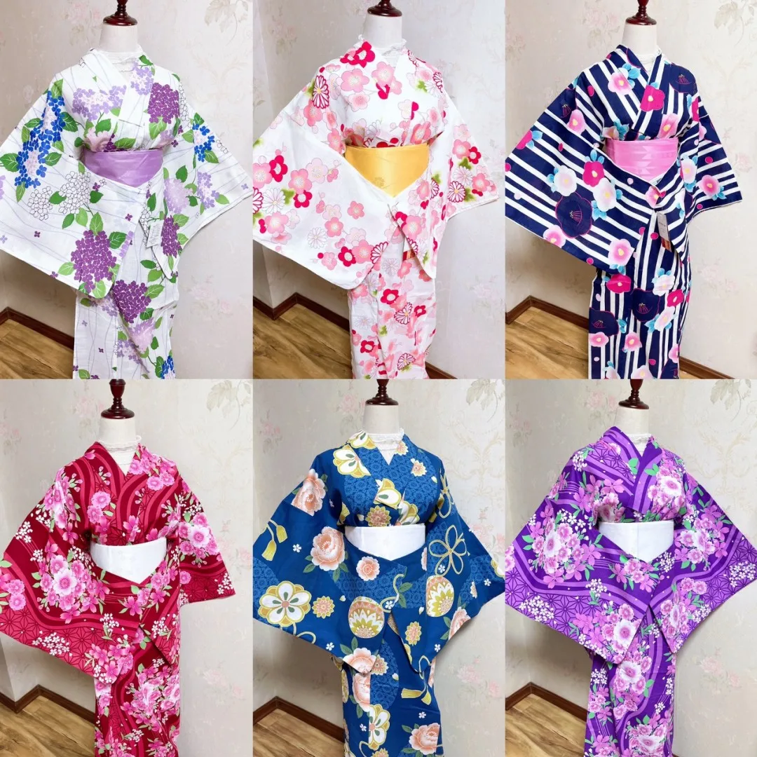 

Japanese Kimono Yukata Women's Traditional Formal Style Pure Cotton Fabric New 163cm Length