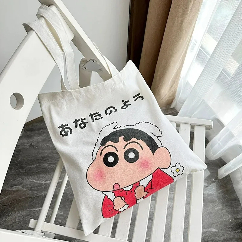 Crayon Shin-Chan Borse tote da donna in tela Harajuku Kawaii Anime Cartoon Borsa a tracolla per studenti Borse per la spesa di grande capacità Regalo