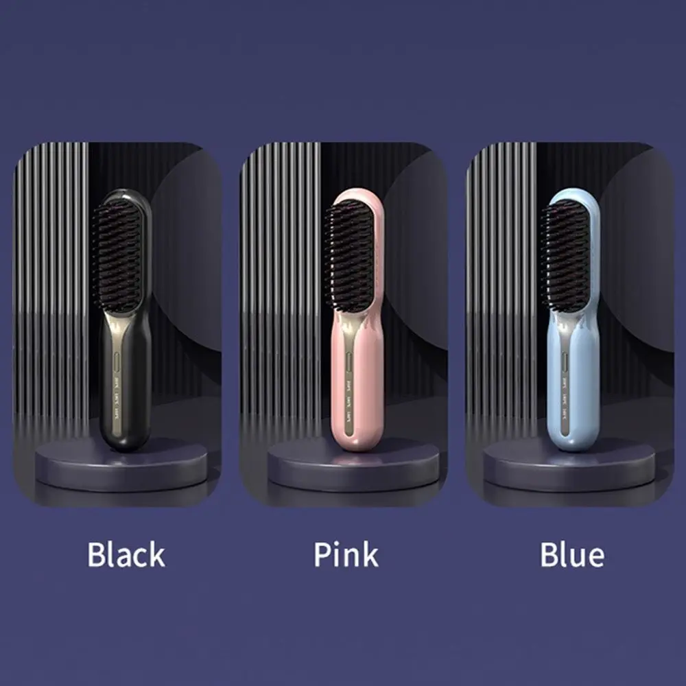 Rechargeable Straight Hair Comb Wireless Anti-scalding Hair Straightener Lightweight Rapid Heating Electric Hot Comb Women