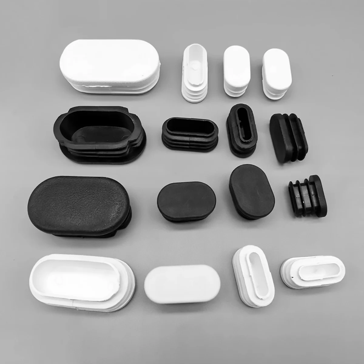 Black/White Oval Olive Tube Plastic Inner Plug Blanking End Cap Non-Slip Chair Leg Feet Cover Socks Table Foot Dust Seal Caps