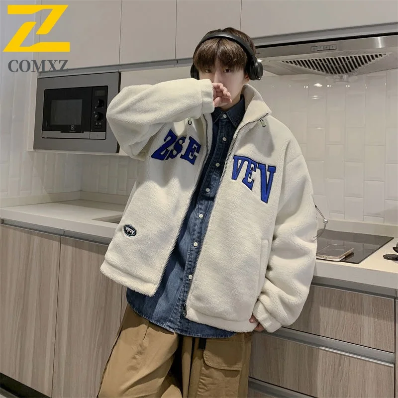 سترة COMXZ الرجالية المصنوعة من الصوف للشارع والترفيه الدافئ وسترة مبطنة من القطن الثلجي بتصميم كلاسيكي مقاوم للرياح سترة شتوية