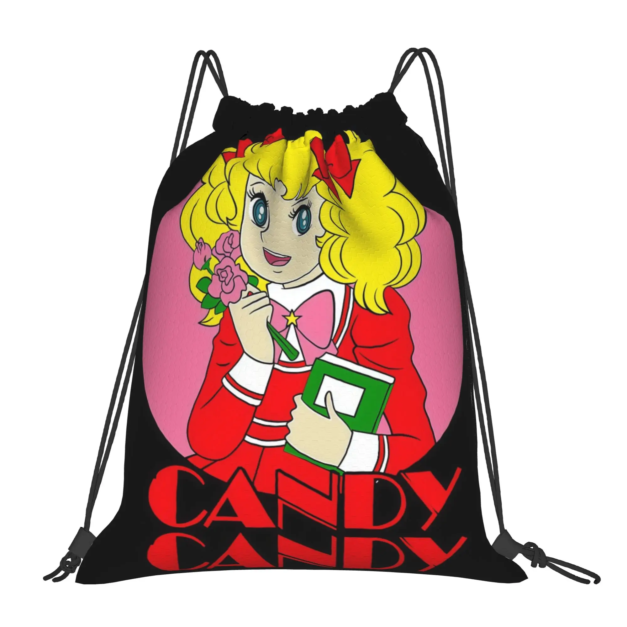 Fujiyaa Candy Anime Retro Red Portable Sports Riding Gym Drawstring Storage Sporty Backpacks