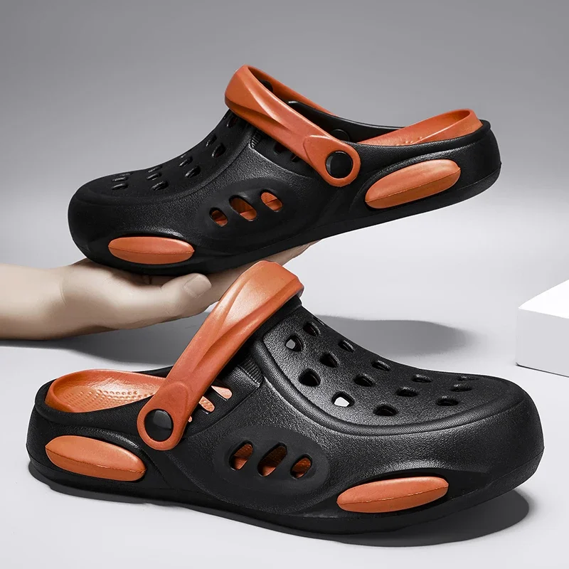 

Summer Men Clogs Breathable Beach Slippers Soft Sole Men Home Slippers Outdoor Antiskid Slides