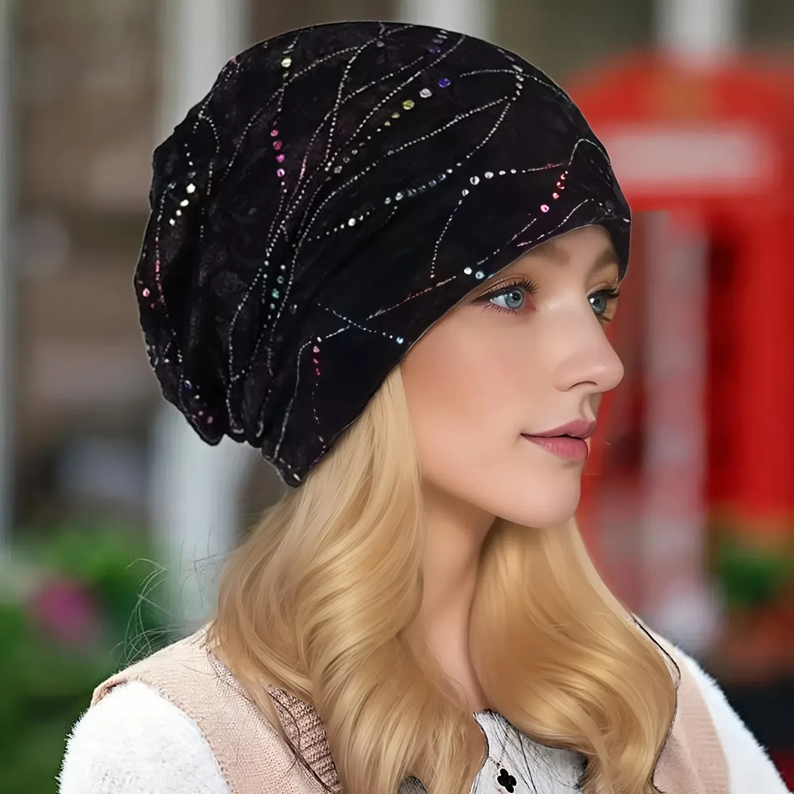 

Women's Breathable Lace Turban Hat Spring Summer Thin Hijab Caps Fashionable Elastic Flower Headscarf Soft Comfortable Sleep Cap