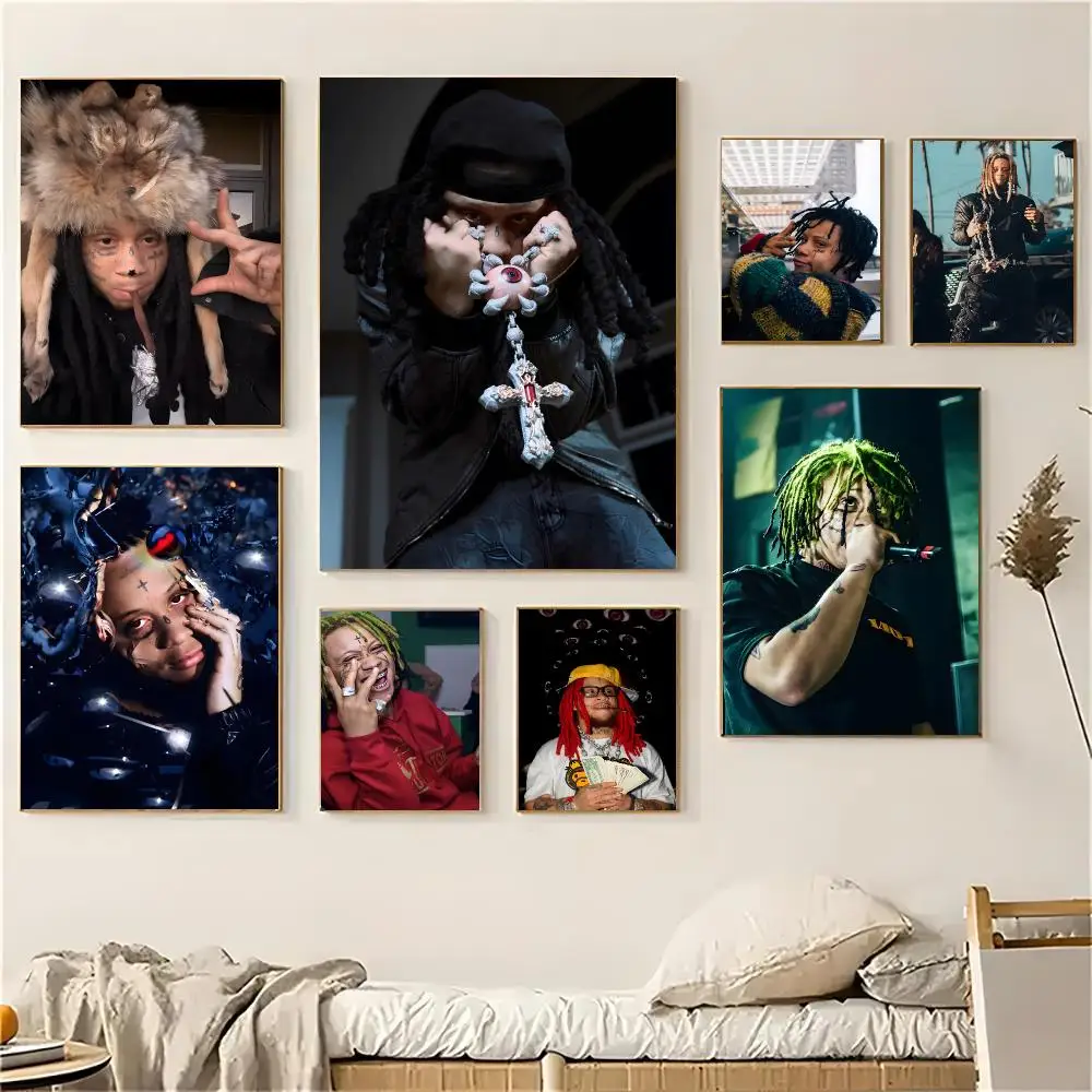 Trippie Redd Singer Poster Self-adhesive Decal Living Room Bedroom Party Bar Decor Moisture-proof Fade-resistant