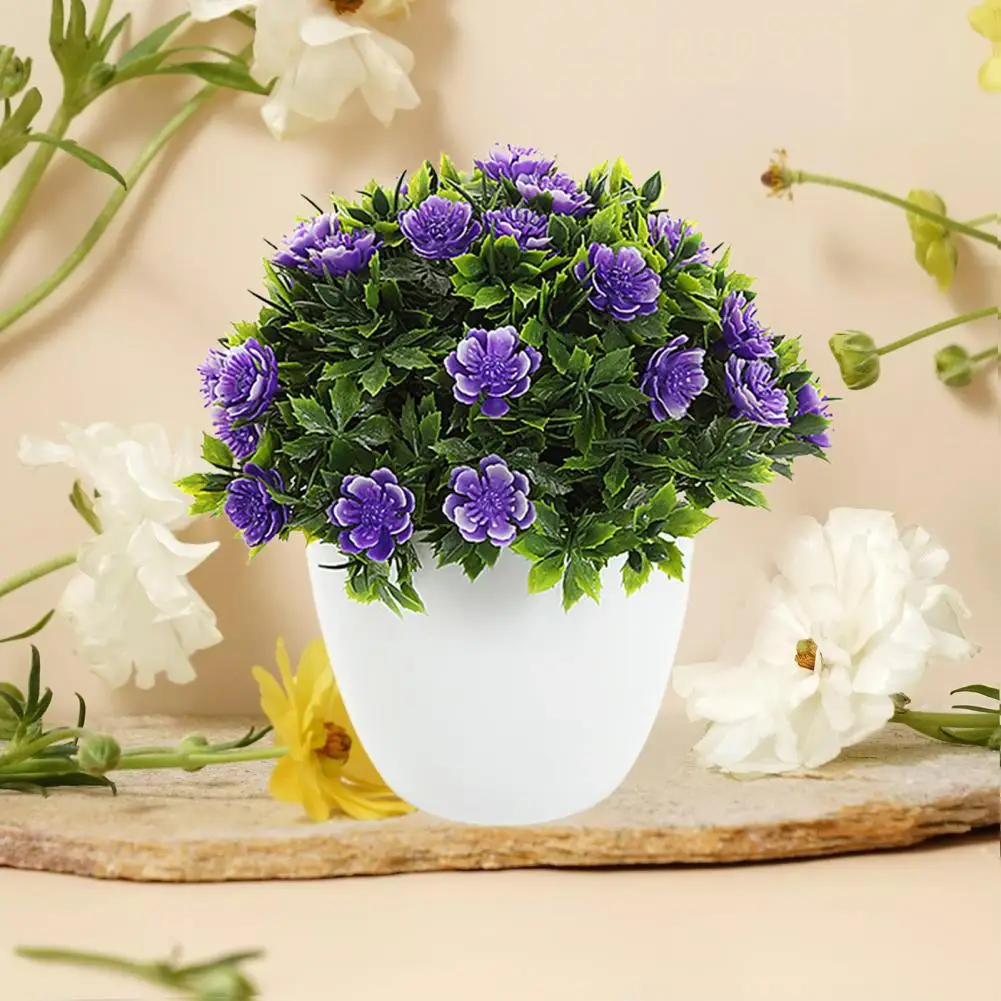 Creative Artificial Bonsai  Weather-resistant Delicate Texture Simulated Plant Ornament  Round Flowerpot Fake Potted Plant