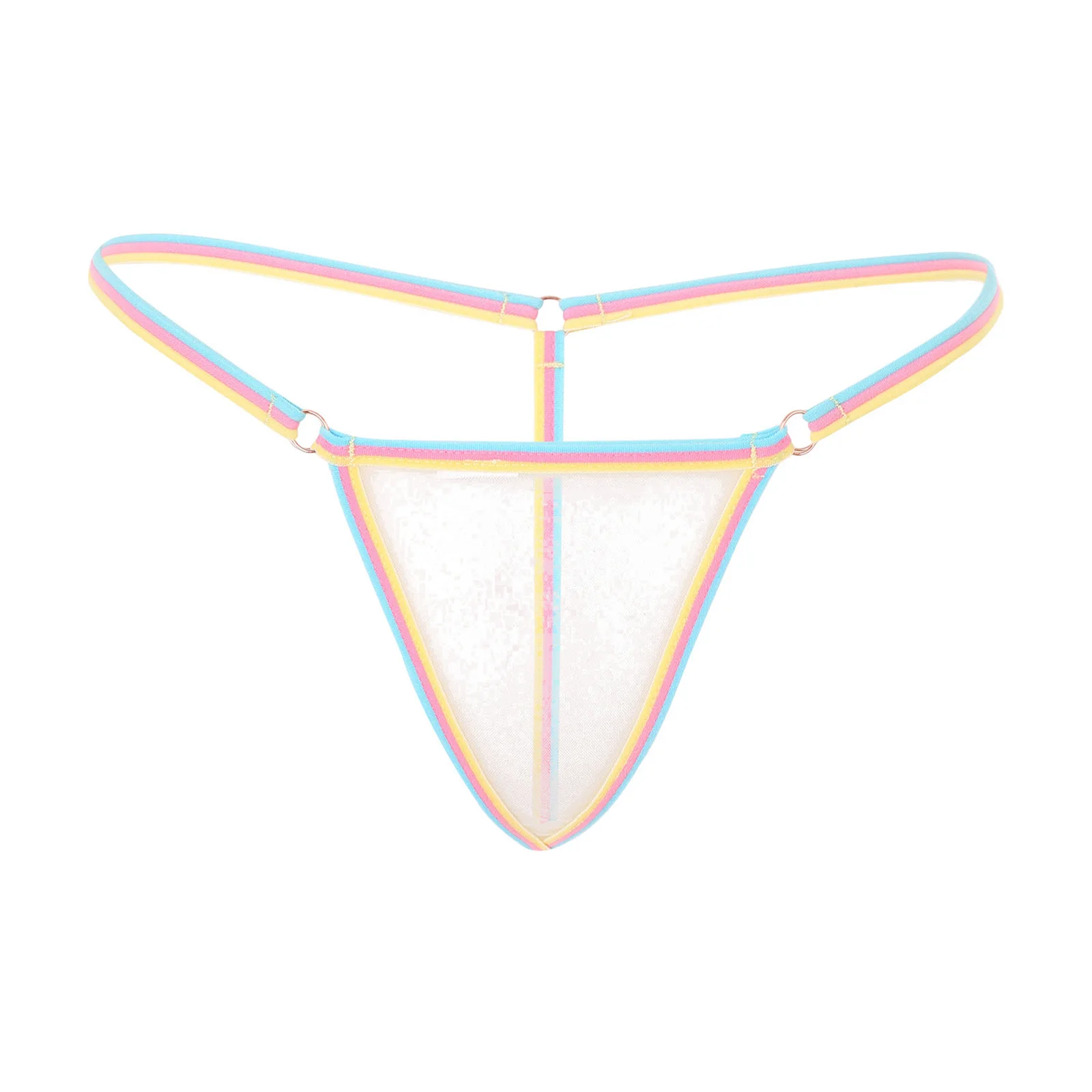 

Sissy Women Spaghetti Strap Thong Candy-colored Straps Breathable Underwear Stretchy See-through G-string T-back Mini Underwear