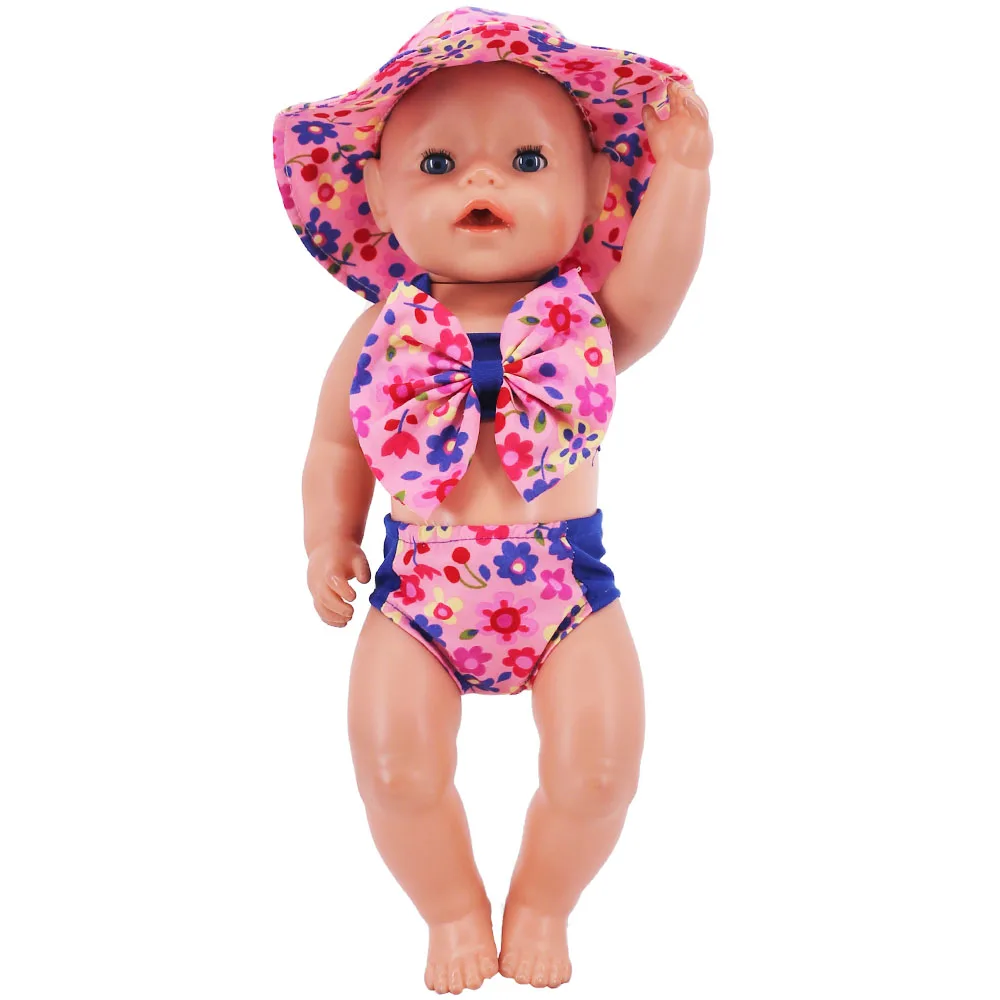 Sequin Swimsuit With Headwear Suitable For 18Inch American Doll 43Cm Reborn Doll,Our Generation Girl's Clothing Accessories