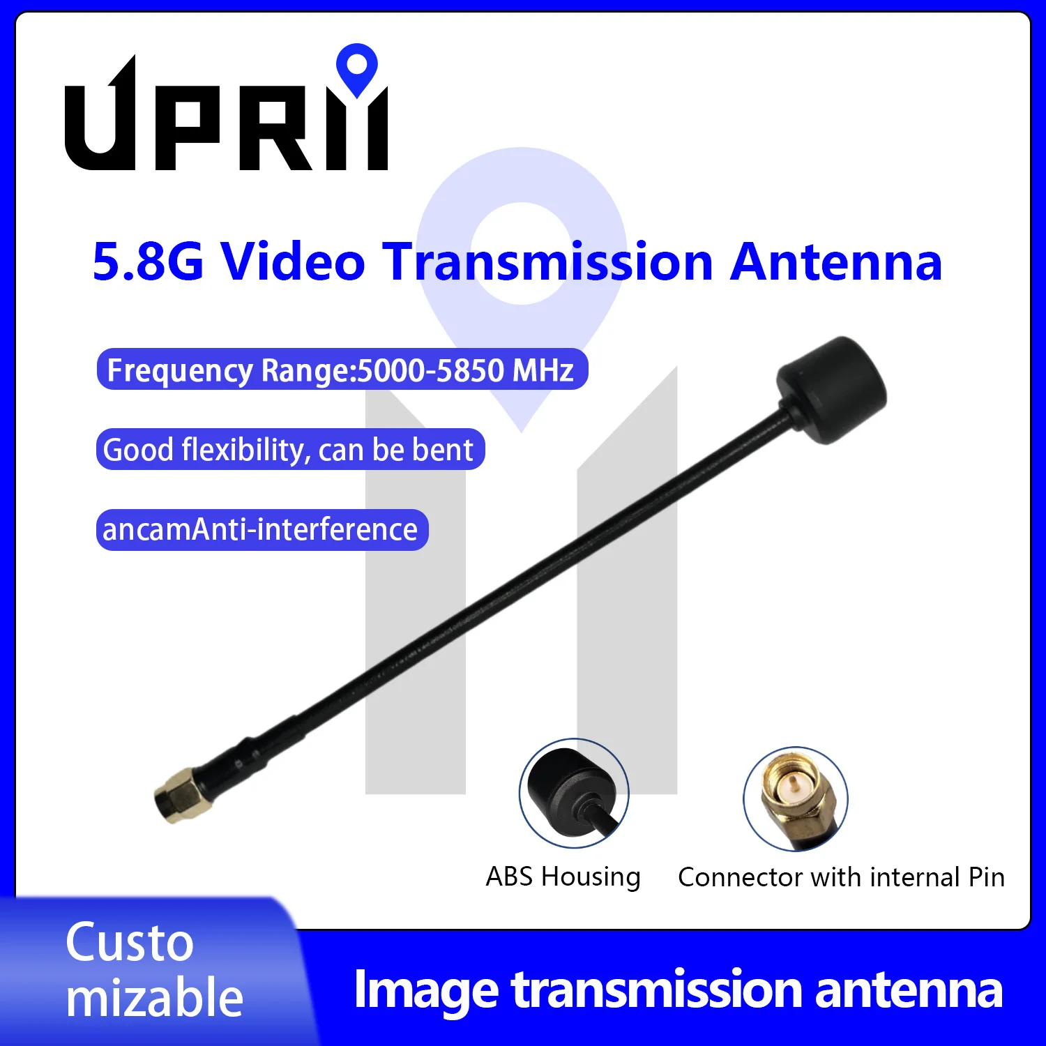 5.8G 2.5dBi FPV Antenna, SMA Male Connector, for FPV Racing Drone Transmitter & Receiver
