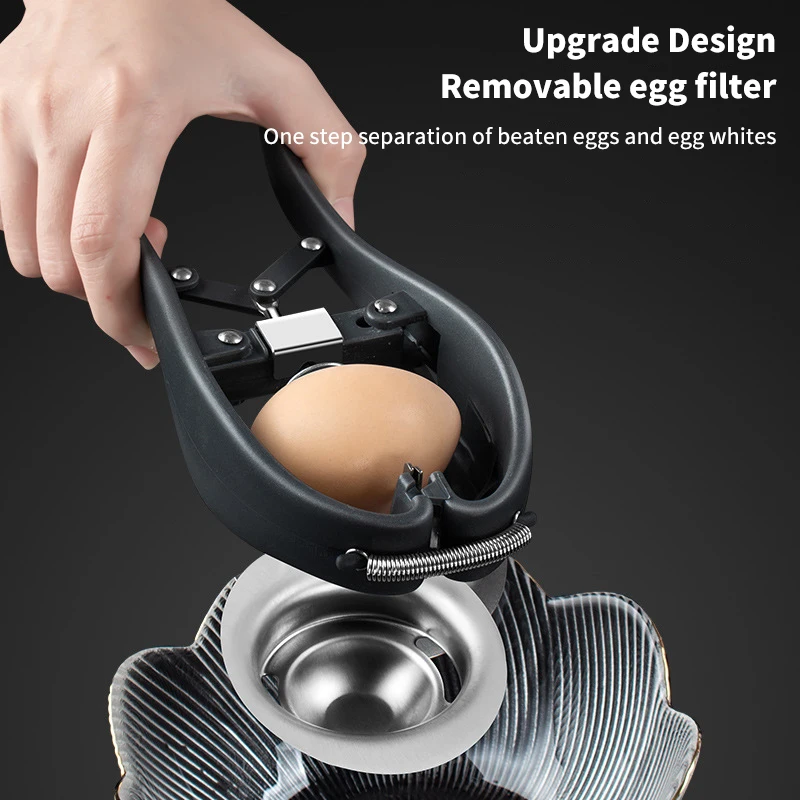 Egg Cracker Egg Separator Stainless Steel Handheld Egg Opener With Egg Yolk White Separator Eggshell Cutter Egg Cracking Tool