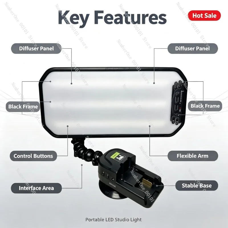 Car Body Dent Inspection LED Light 45×22Cm Gooseneck Bracket Suction Cup Battery Base Complete Kit