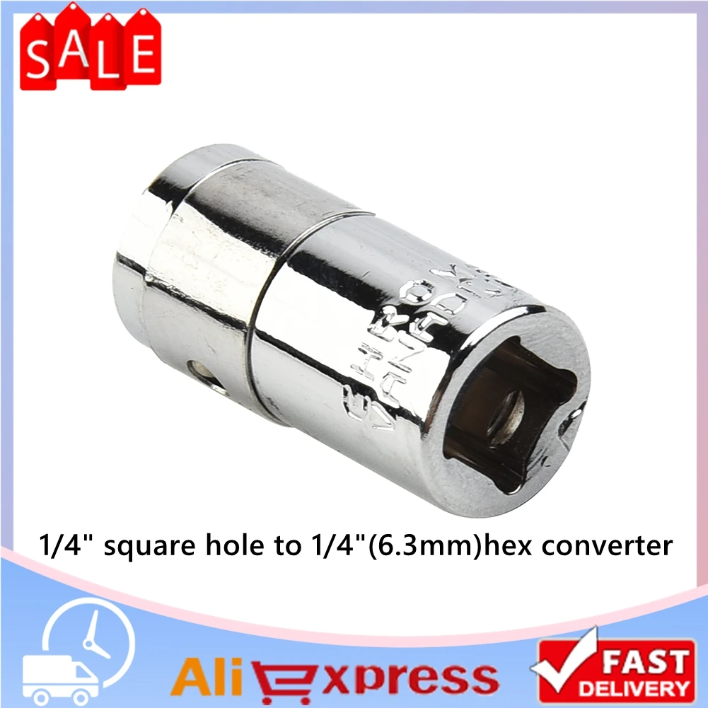 1/4 Inch Square Drive To Hexagon Manual Chrome Vanadium Steel Socket For Screwdriver Bit Socket Adapter Chamfer Converter