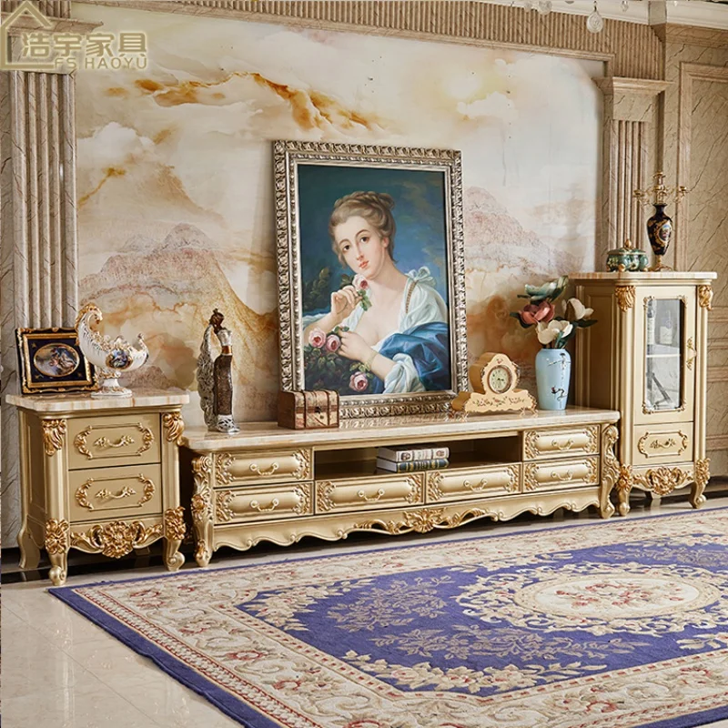 Custom. living room antique wooden cabinet set luxury,coffee table and tv cabinet,home furniture luxury tv stand cabinet