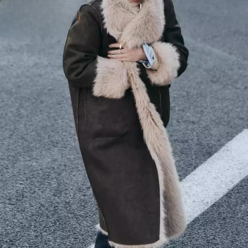 

Double-Sided Long Coat Jaet New Autumn Winter Women's Faion Outerwear 638262 Casual Sweet Sle Zipper Closure