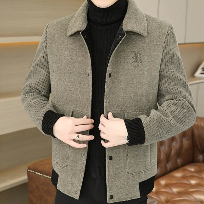 2023 Autumn and Winter New Golden Sable Fur Coat Men\'s Coat Korean Version Slim Fit Youth Casual Thickened Warm Polo Neck Jacket