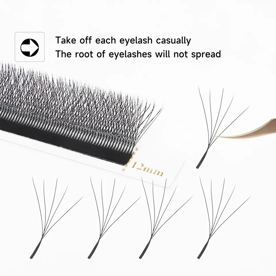 XIUSUZAKI W Shaped Bloom 2D 3D 4D 5D 6D 7D 8D Automatic Flowering Premade Fans Eyelashes Extensions Natural yy Individual Lashes - 5