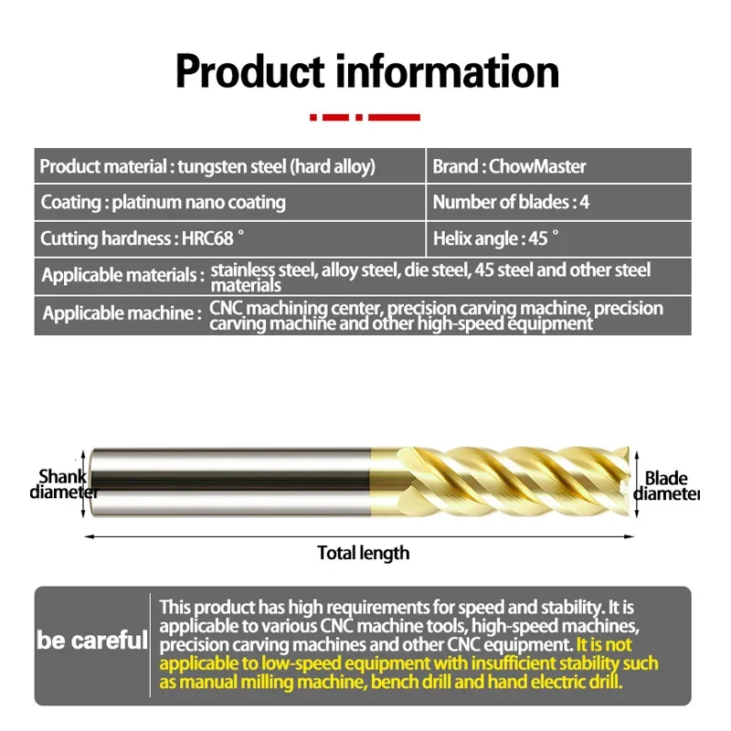 CNC คาร์ไบด์ทังสเตนเครื่องตัดเครื่องมือ4ขลุ่ยโลหะกุญแจเหล็กสแควร์ Router Bit 6 8 12 shank HRC68