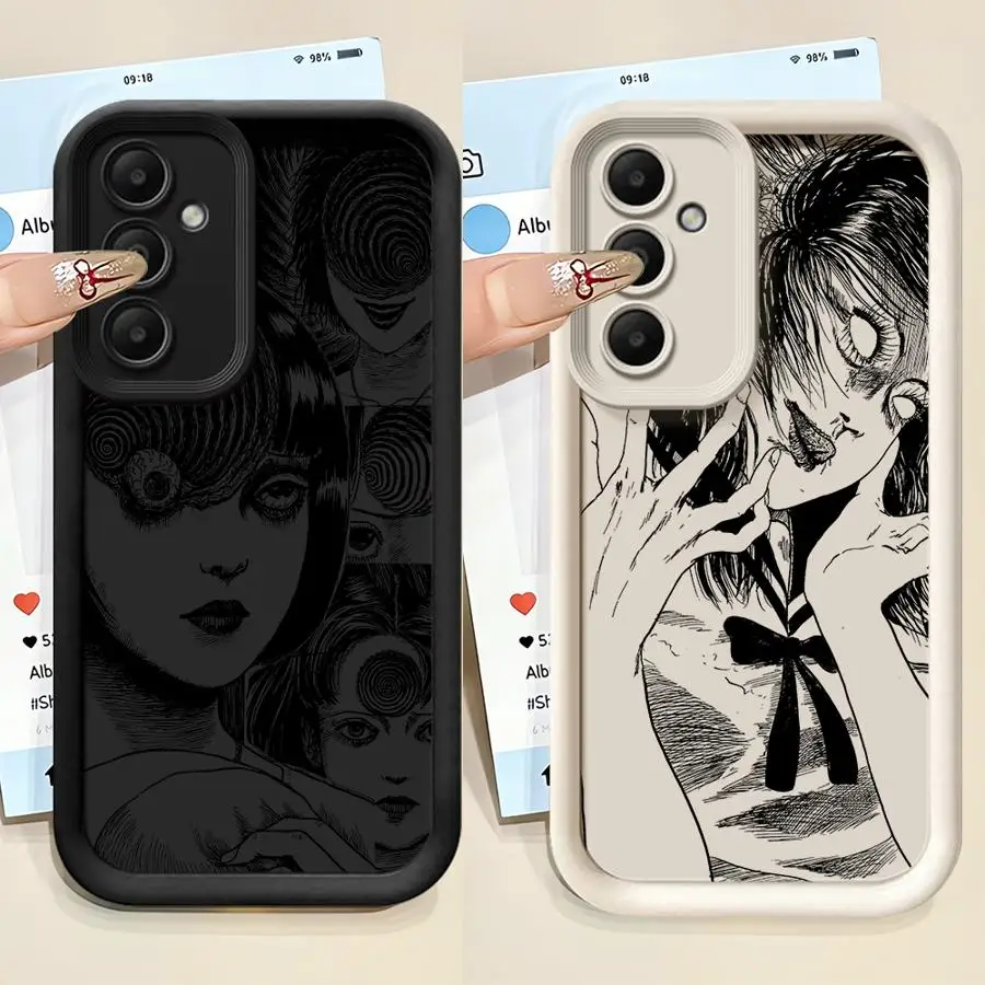 Funda de teléfono para Samsung Galaxy A34 A32 A33 A14 A23 A12 A56 A36 A26 A22 A16 A24 A13 carcasa blanda Junji Ito Horror Cool