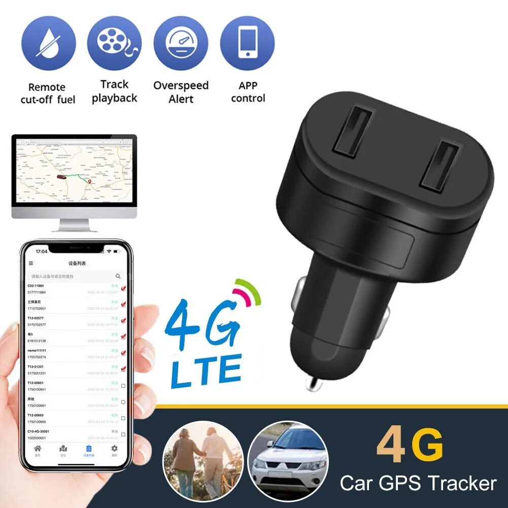 Car Usb Charger 4G/2G Dual USB Car Cigarette Lighter GPS Tracker ST-909 Car Phone Charger with Free Online Tracking APP