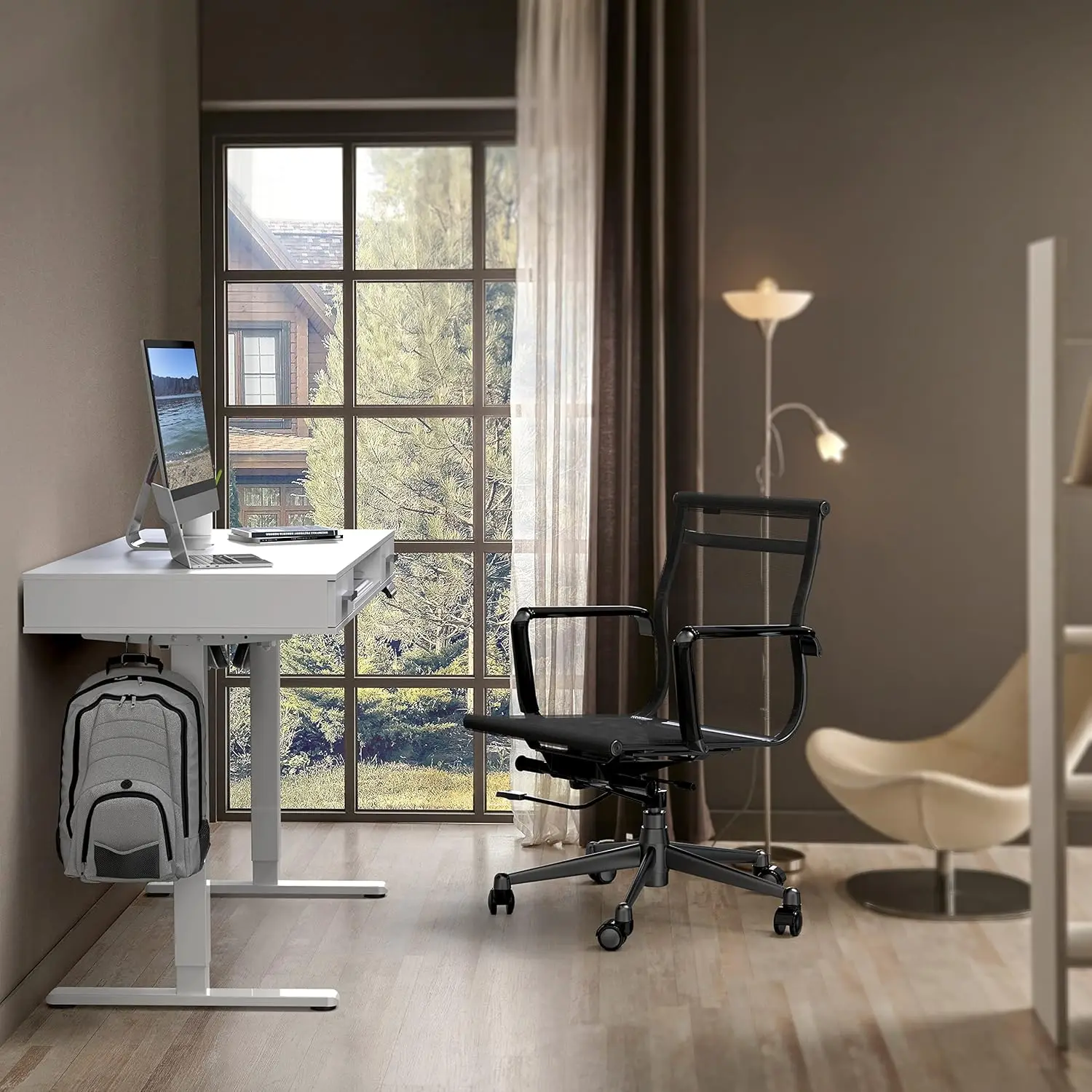 48 Inch Elektrisch In Hoogte Verstelbaar Bureau Met Toetsenbordlade En Twee Laden