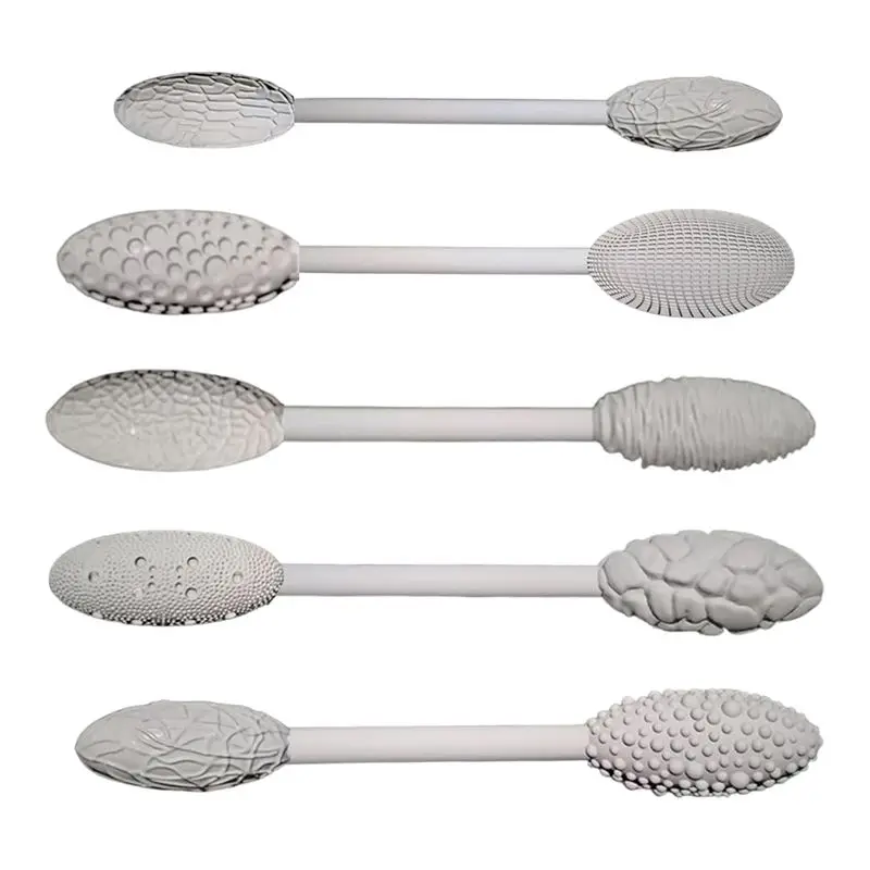 A76I-Texture Tool Set For Art Projects 5 Piece Oval Pattern Rollers Kit Modeling Sticks For DIY Crafts (Both Ends)