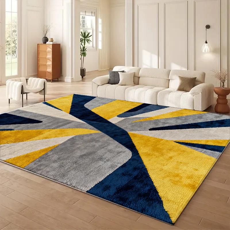 Modern Abstract Geometric Area Rug-Smooth Crystal Pile Surface,Versatile Non-Slip for Kids Room or Playroom,Living Room, Bedroom