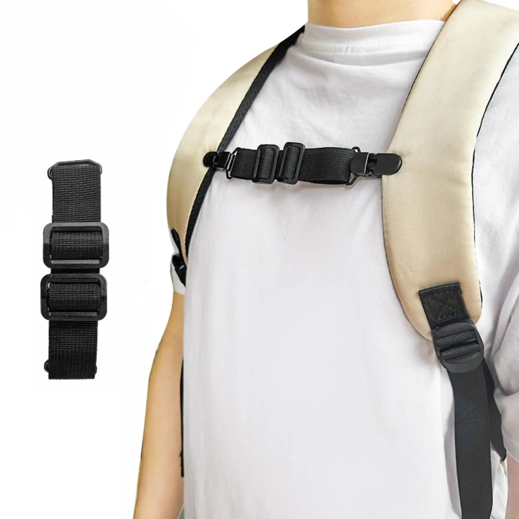 

1PCS Backpack Chest Strap Add on, Elastic Backpack Sternum Strap, Heavy Duty Adjustable Chest Belt