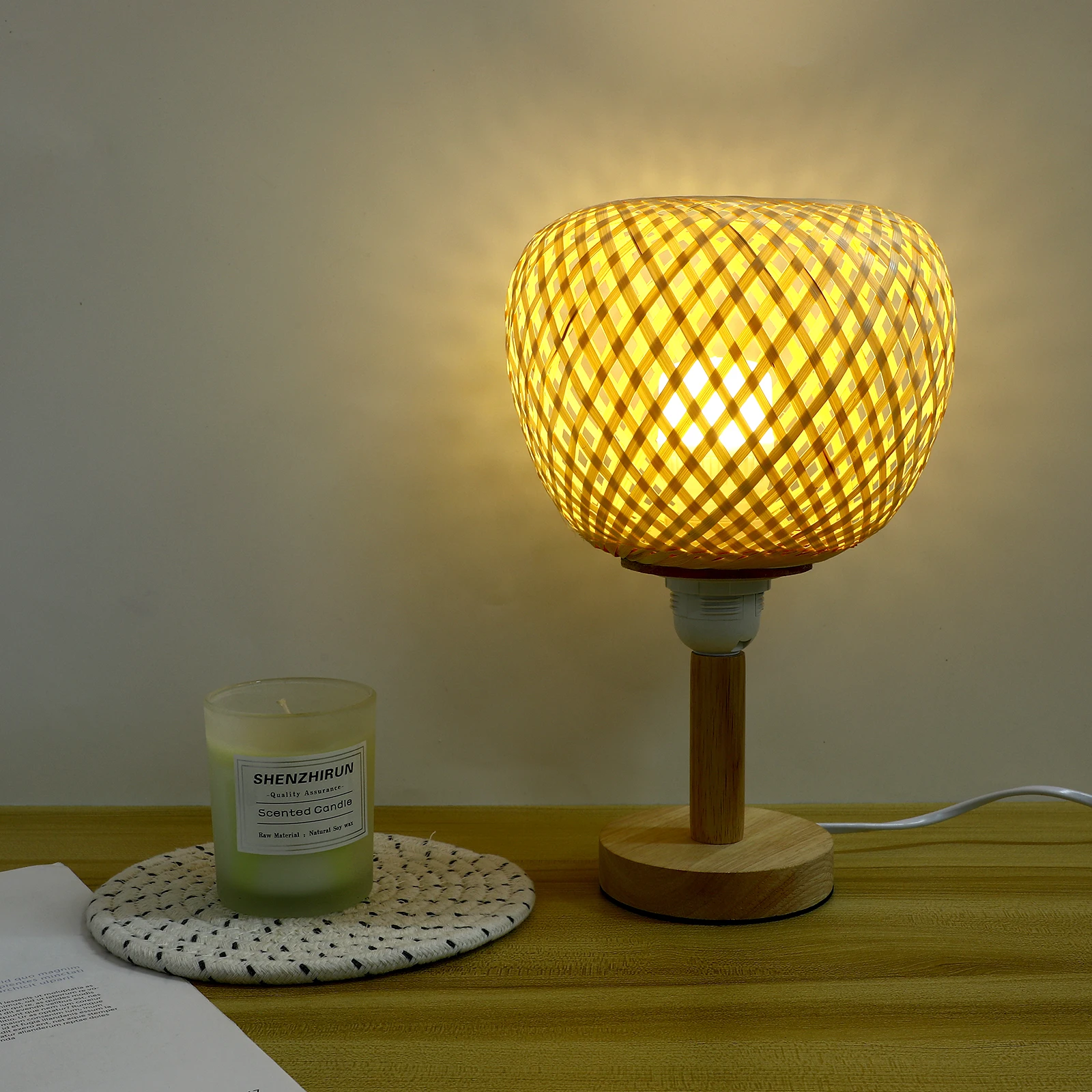 

Bamboo Woven Lampshade Cover Replacement Pendant Hanging Light Shade Decor Ceiling Compact Lightweight Easy Install