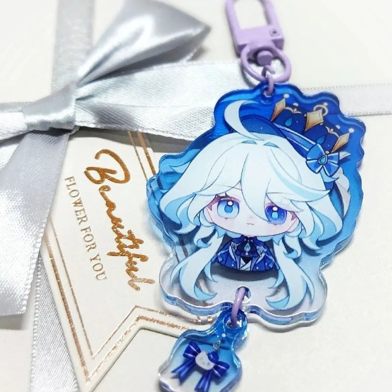 Anime Furina de Fontaine Focalors Hydro Archon Dios de la justicia llavero acrílico insignia dibujos animados Cosplay colgante Accesorios