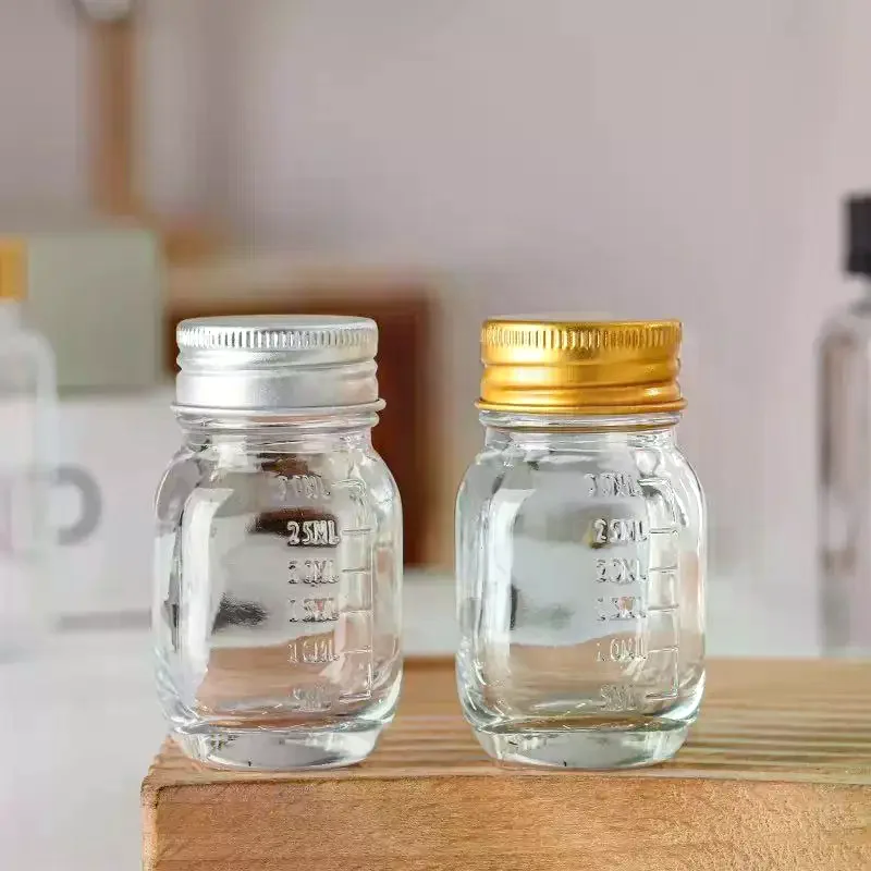 1Pc 30ml Kleine Glazen Fles Met Deksel Geneeskundefles Lekvrije Poeder Capsule Fles Hervulbare Glazen Fles