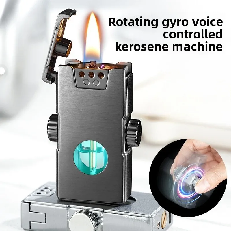 

Вращающаяся керосиновая зажигалка Mecha с металлическим гироскопом из цинкового сплава, 4 типа перезаряжаемых интеллектуальных индукционных воспламенителей,