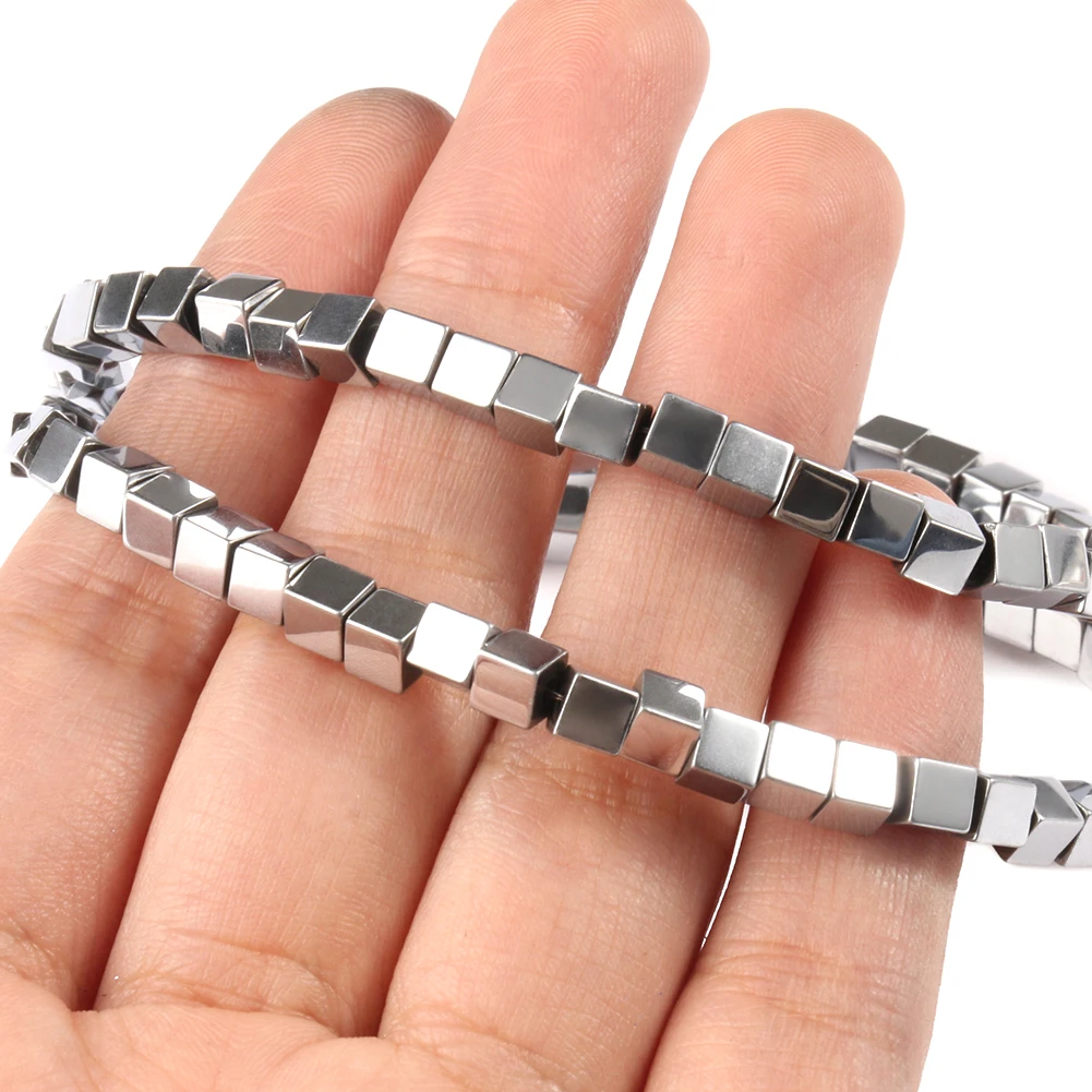2/3/4mm Silber Farbe Quadrat Hämatit Naturstein Cube Lose Spacer Perlen für Schmuck Machen Diy halskette Armband