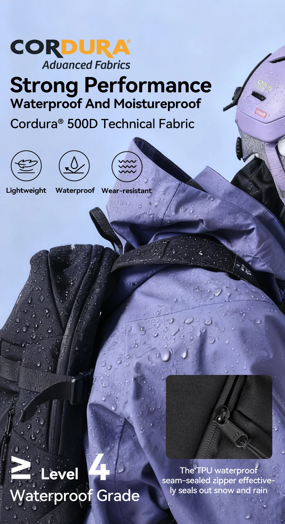 COPOZZ Skitasche, wasserdicht, leicht, verschleißfest, für Reisen, großes Fassungsvermögen, Outdoor-Sportzubehör, Snowboard-Aufbewahrungsrucksack – Detail 4