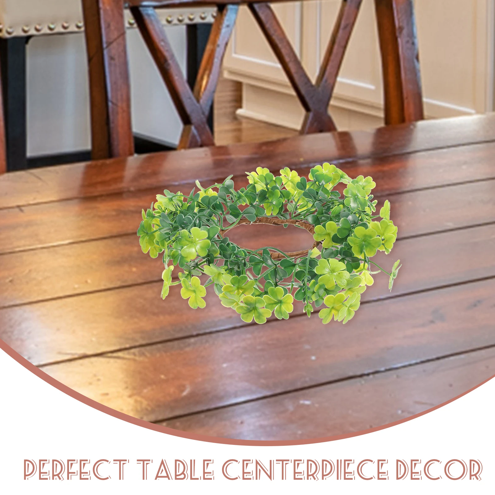 2Pcs Greenery Artificial Ring Wreaths Pillar Leaf Wreath Table Decoration Party Supplies Mini Wreaths