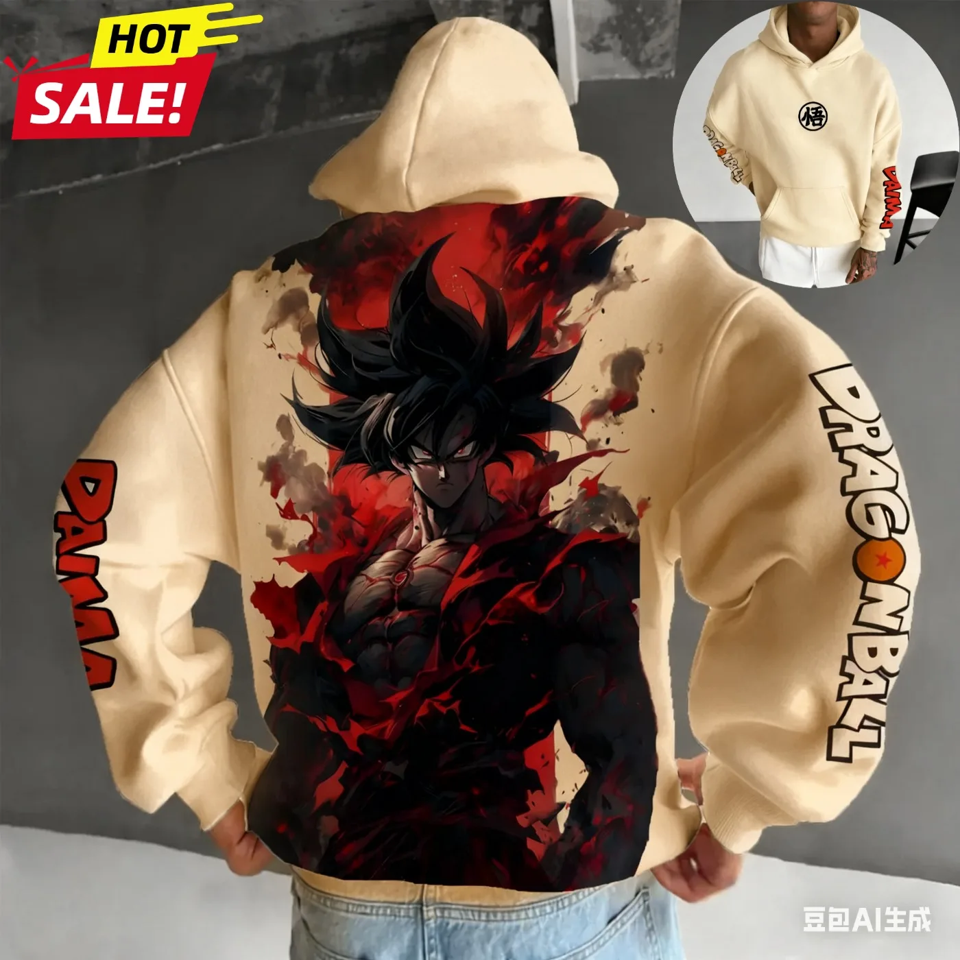 Son Goku Dragon Ball Saiyan Harajuku Fall Winter Men Hooded Sweatshirt Street Retro Women Oversized Hoodie Long-Sleeve Unisex