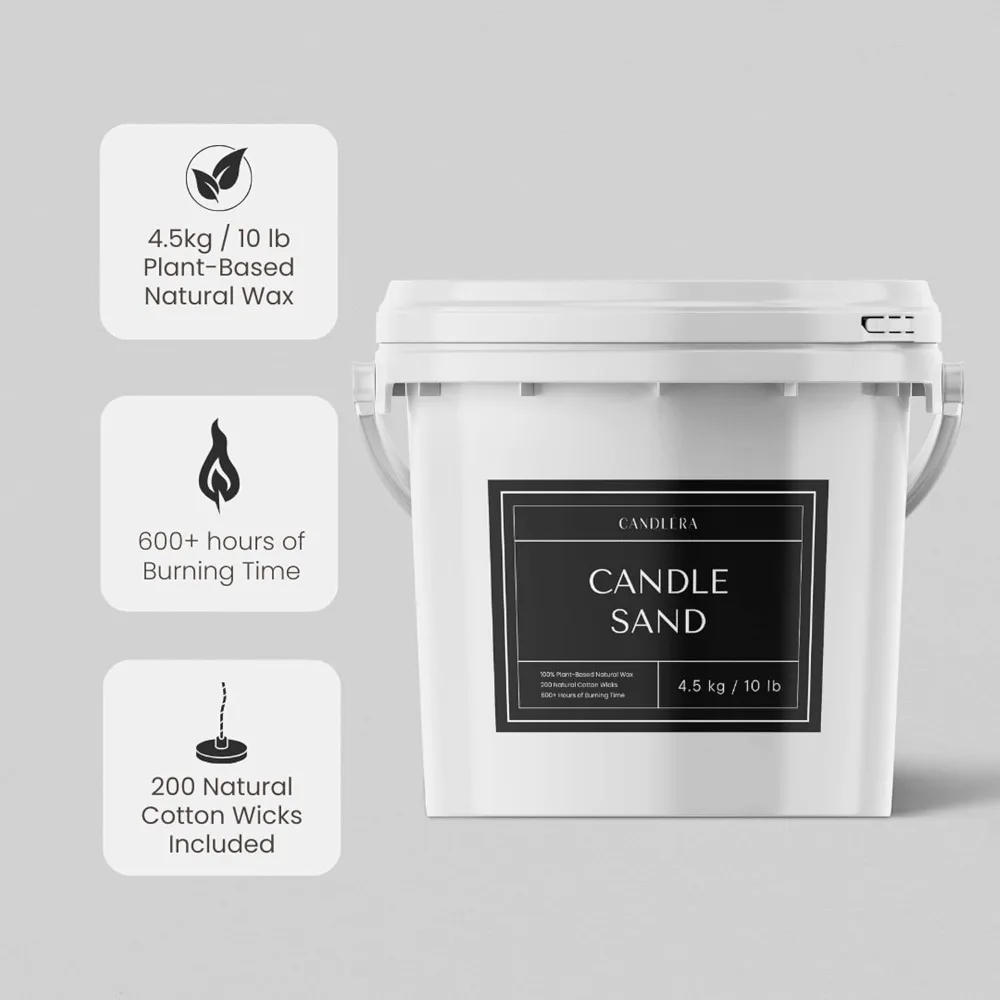 Bulk Pearled Candle Sand 4.5kg/10lb for Weddings - Scent-Free White Wax, Non-Toxic, Includes 200 Wicks, Ideal for Decorative Use