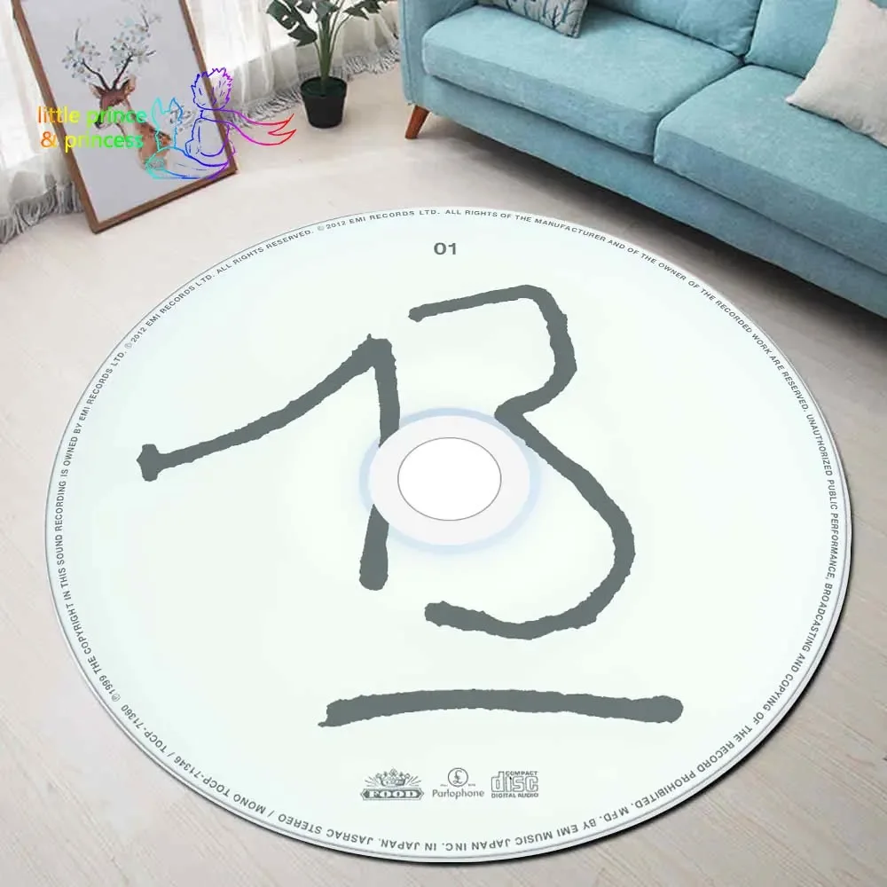 B-Blur CD Rug Music Round Mat Round Rug Round Carpet Bathroom Mat Black Mat Home Decor Rug Living Room Kitchen