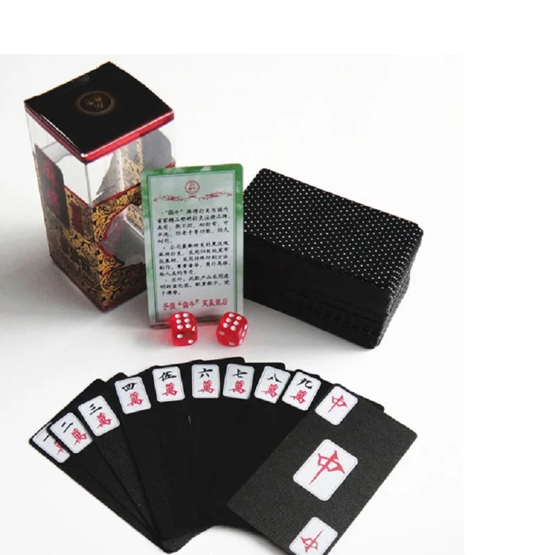 

waterproof pvc black Mahjong Games Set Travelling not paper plastic Mah-jong Chinese Traditional Classic Card Games Board Games