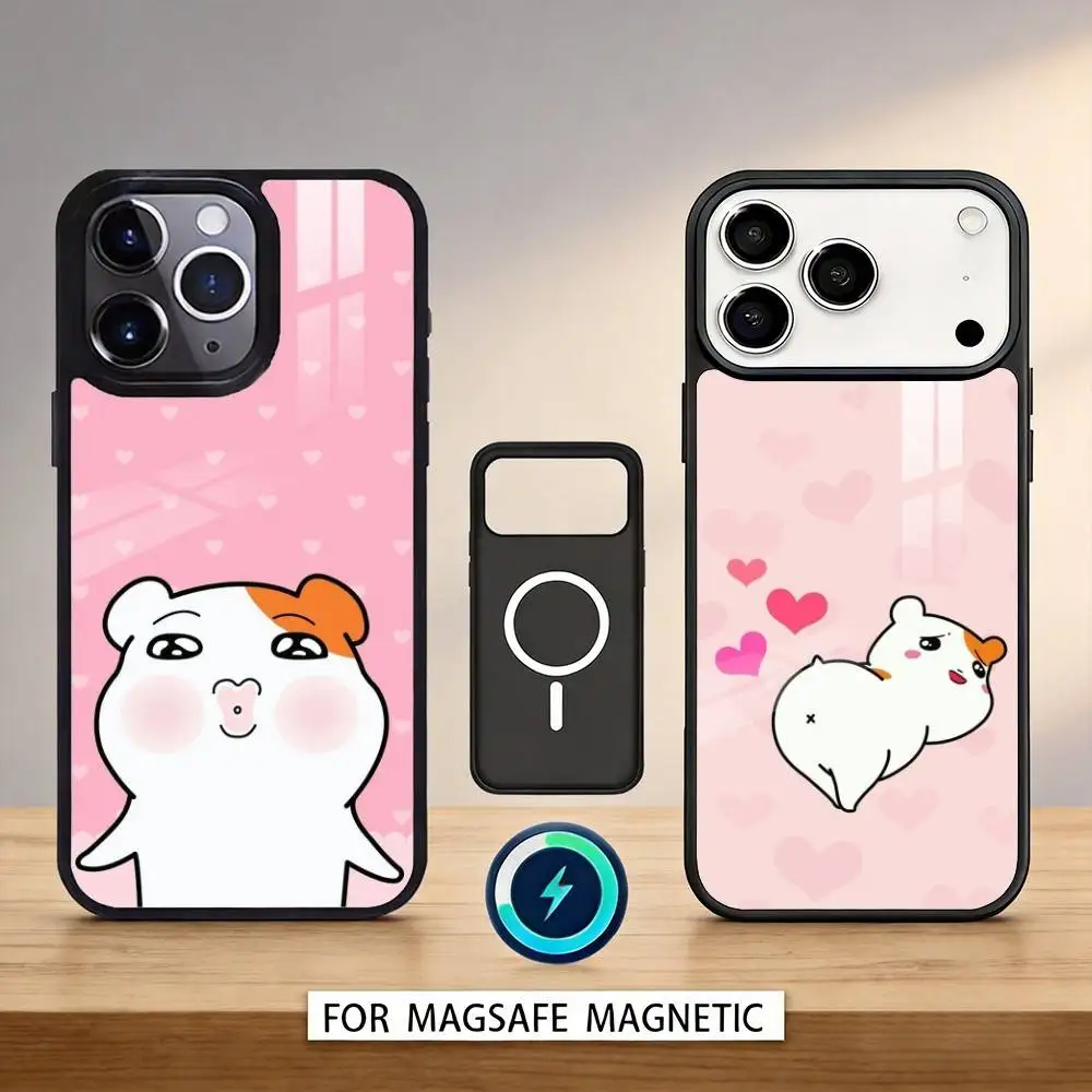 Cute O-Oruchuban Ebichu Phone Case Magnetic For iPhone17 16 15 14 13 12 Pro Max For Magsafe Wireless Charging Cover