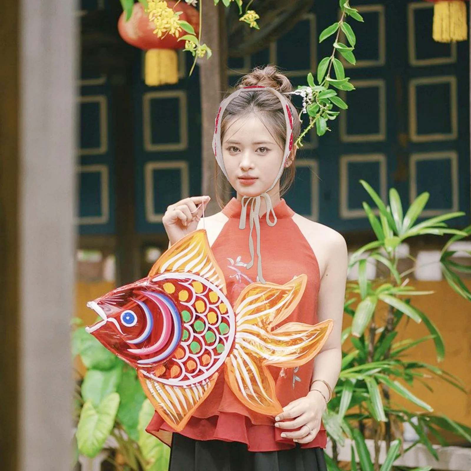 

Women's Mushroom Crochet Hair Bandana Vintage Style Decorative Headscarf for Festivals Parties Everyday Use Elegant Crochet