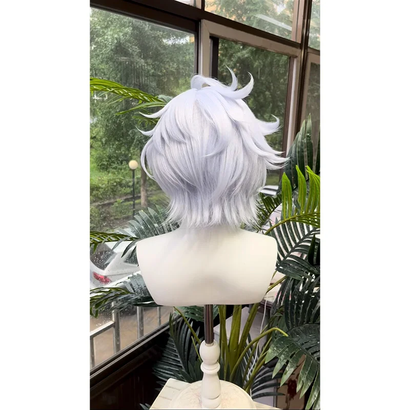 [Styled Wig]Mitya Cosplay Wig Game Genshin Impact Women Or Man Light Blue Short 33CM Hair Mitya Cosplay Hair Halloween Party view 5