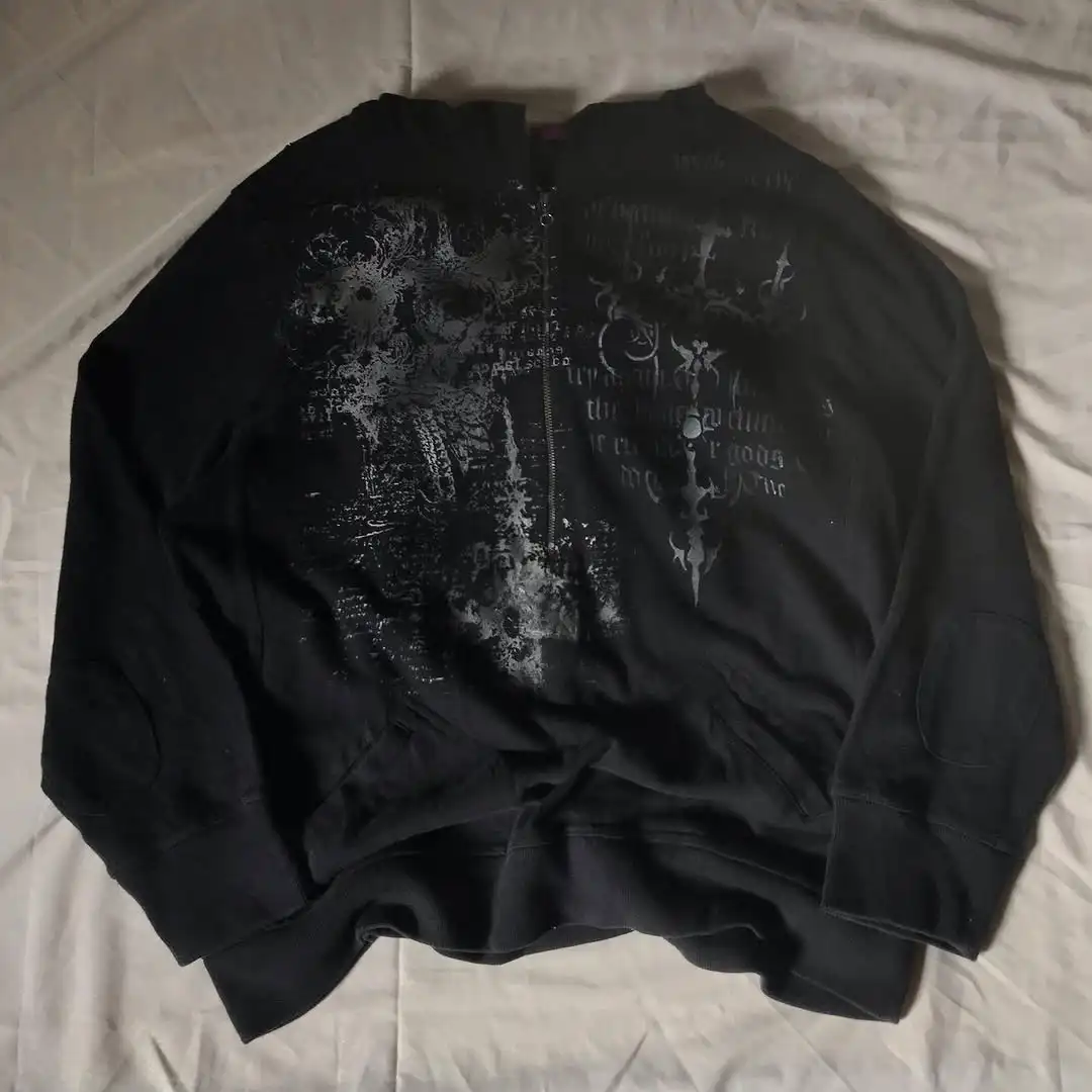 

Новая модная толстовка 2026 года в уличном готическом стиле с принтом черепа, оверсайз, на молнии, для мужчин и женщин, в стиле хип-хоп, повседневная, с индивидуальным дизайном, Y2K