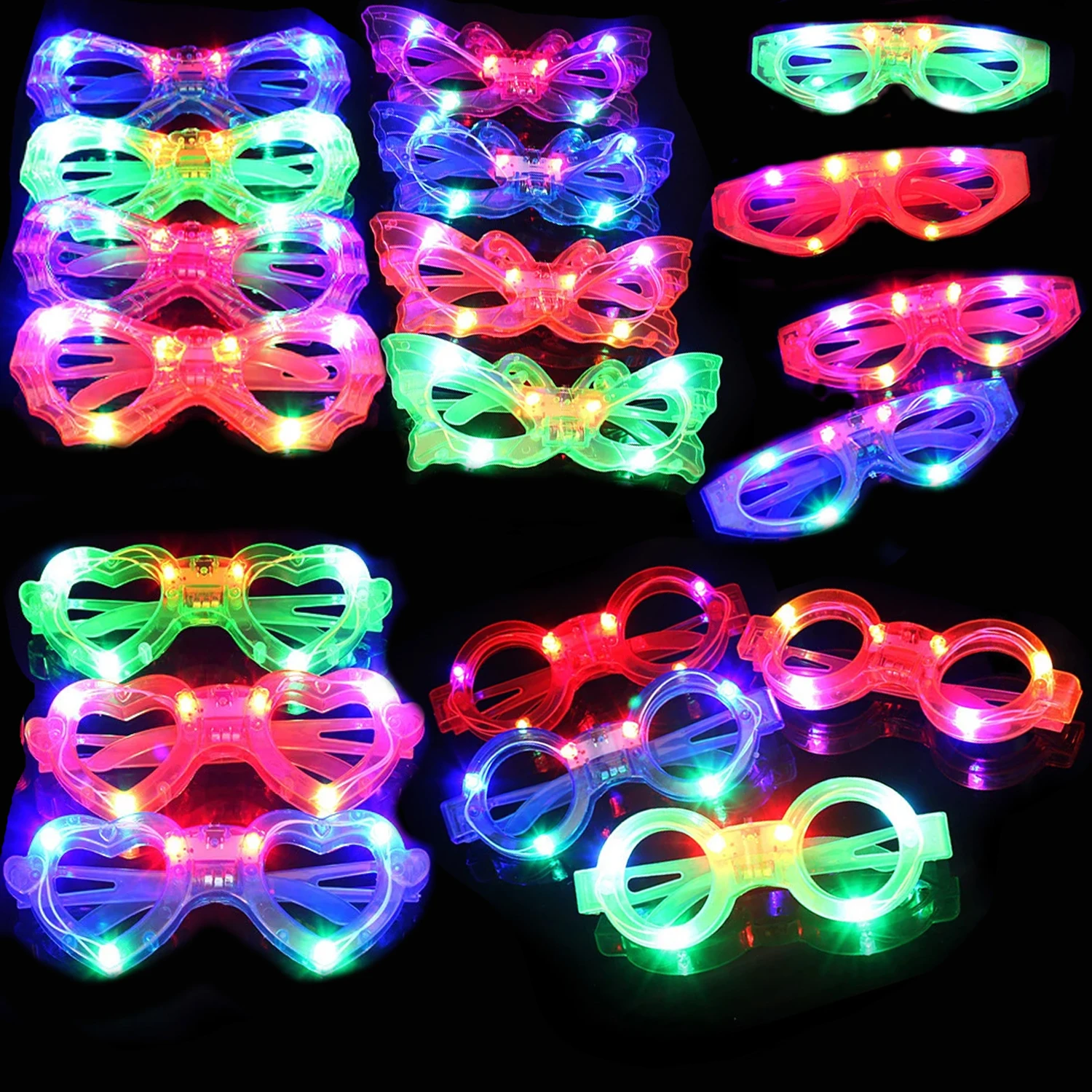 

10/50/100Pcs LED Glow Glasses Light Up Eyeglasses 6 Neon Colors Glasses for Kids Adults Glow Wedding Party Favors Wholesale