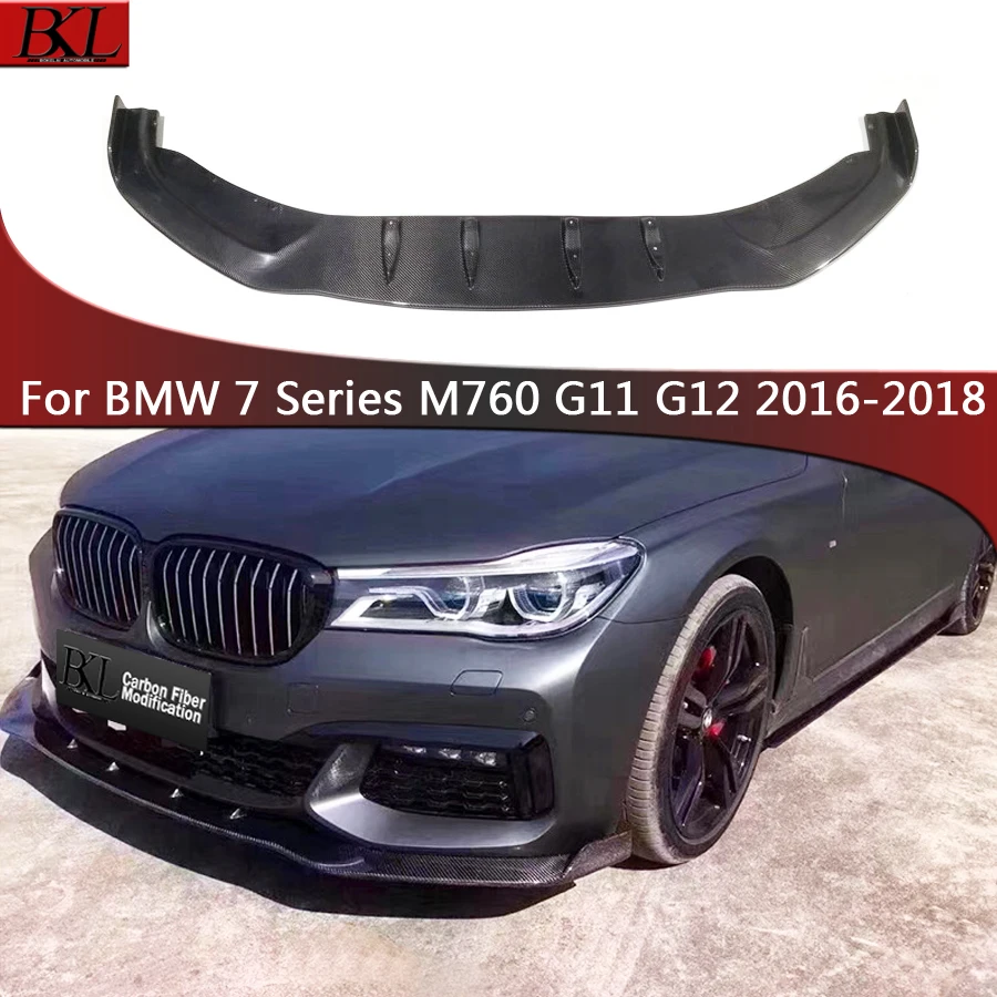 For BMW 7 Series M760 G11 G12 2016-2018 Carbon Fiber Front lipCar Front Bumper Diverter Spoiler Diffuser chin body kit