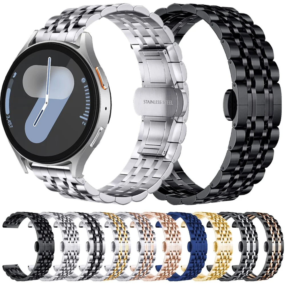 22mm 20mm Watcband For Samsung Galaxy Watch 7 6 5 4 3 Active 2 Gear S3 Stainless Steel Strap For Huawei Watch GT5 Pro GT4 GT3 2E