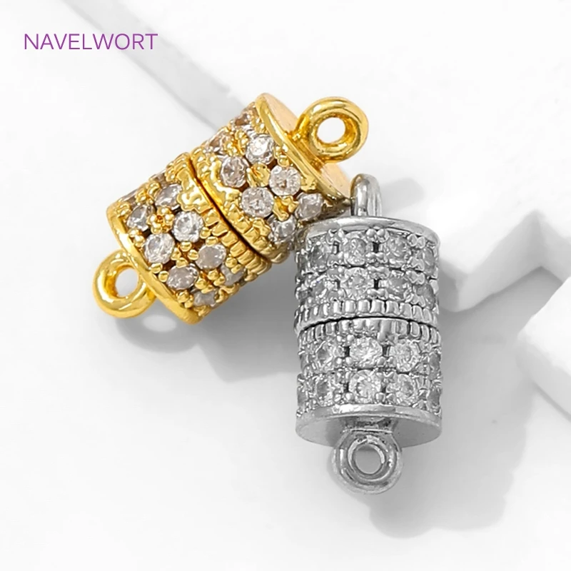 18K Gold Plated Cylindrical Strong Magnetic Clasps,With Zircon Connectors Clasps,Magnetic Lock For Jewelry,Supplies For Jewelry