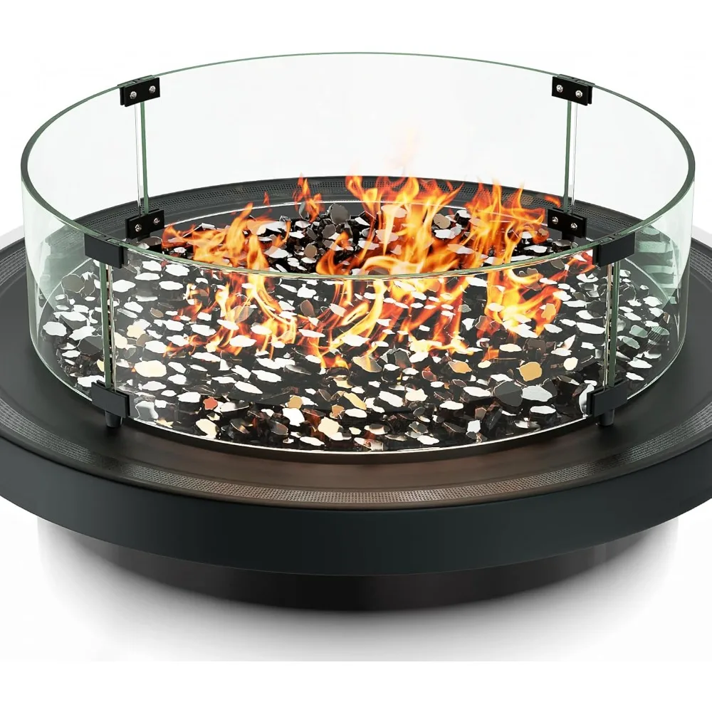 Fire Pits,23 inch x 6.6 inch round tempered glass windproof cover, used for fire pit tables,Fire Pits.