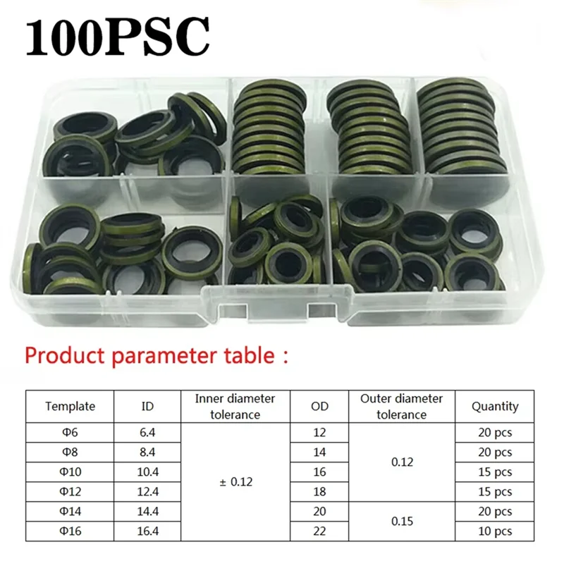 

PZHI-Metal Rubber Oil Drain Plug Gasket M6 M8 M10 M12 M14 M16 Combined Washer Sealing Ring