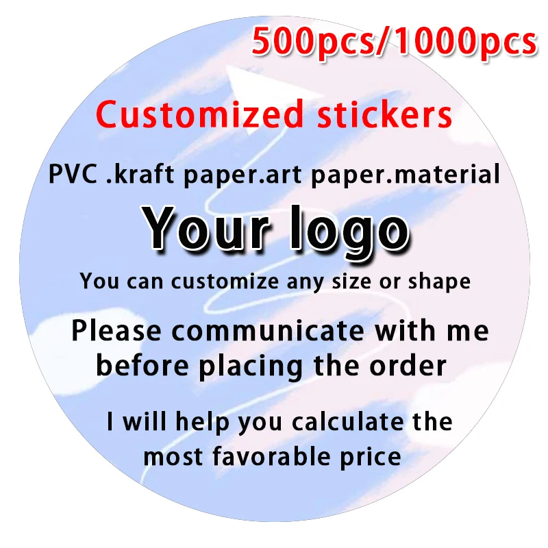 500PCS Custom Stickers and Customized Logo Wedding Birthday Baptism Stickers DIY Your Own Logo Stickers Personalize Stickers 