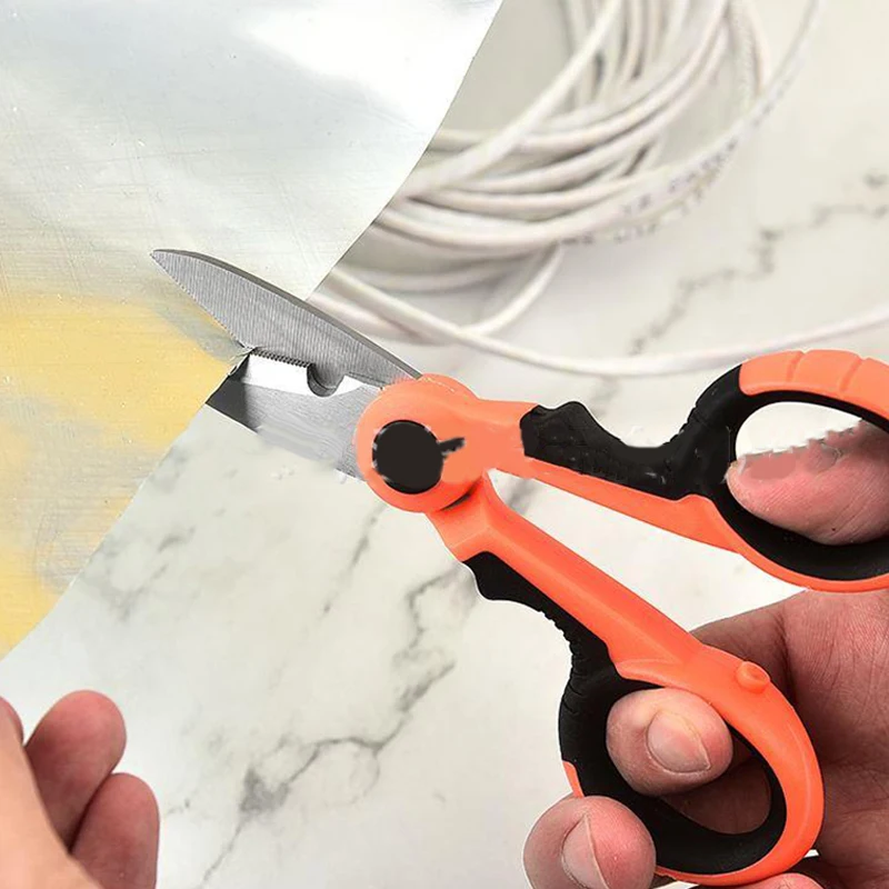 Gran oferta de tijeras cortadoras de fibra óptica Kevlar, tijeras afiladas de fibra de aramida Kevlar, herramientas de cola de cerdo de alambre de puente, herramientas de electricista